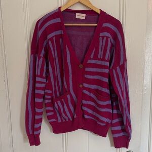 Bobo Choses Purple and Pink Striped Cardigan